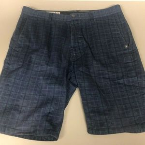 Volcom Mens Blue / Green Plaid Casual Shorts • 36